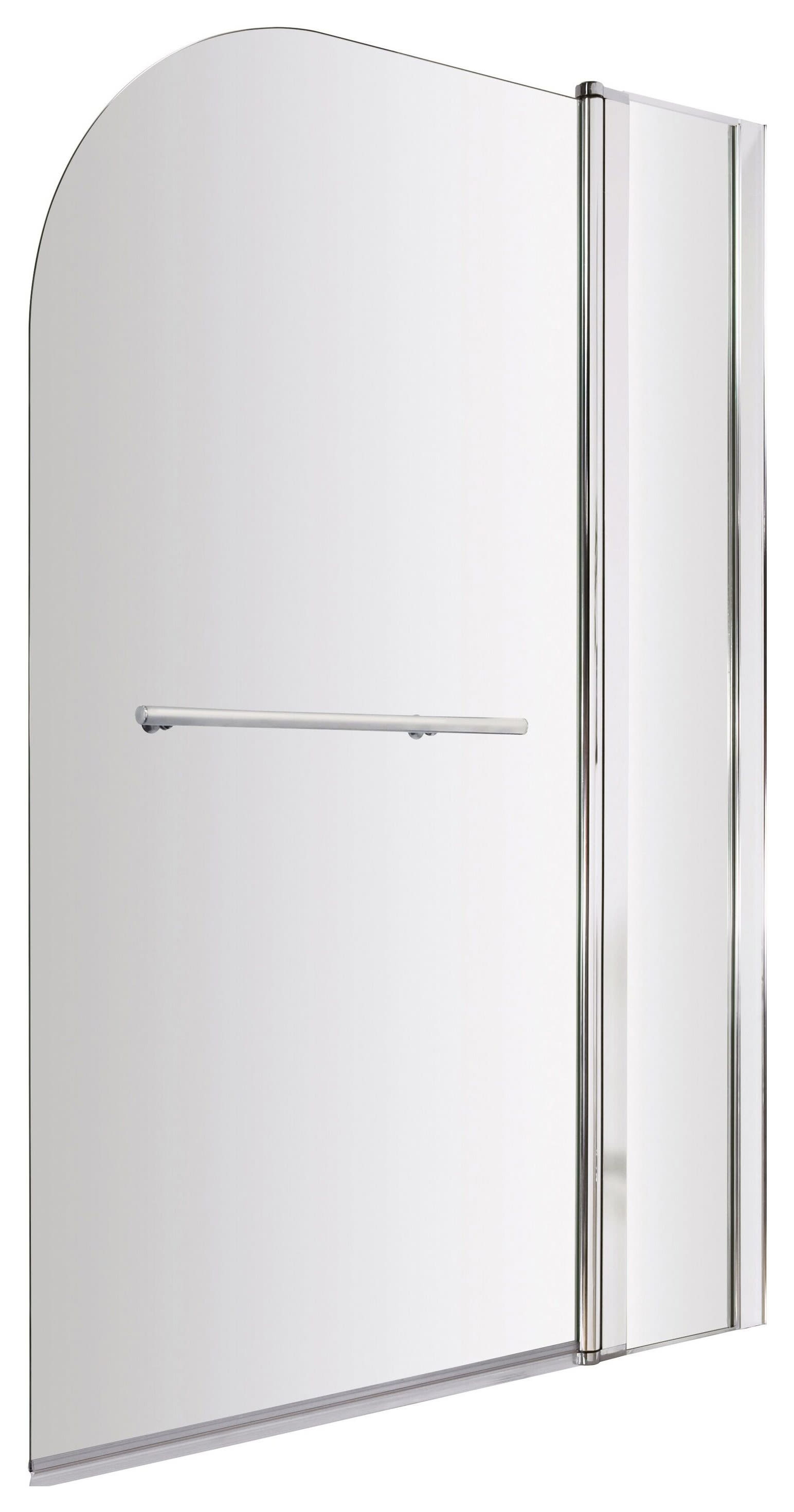 Balterley 6mm Round Hinged Chrome Bath Screen with Rail and Fixed Panel - 1433 x 998mm