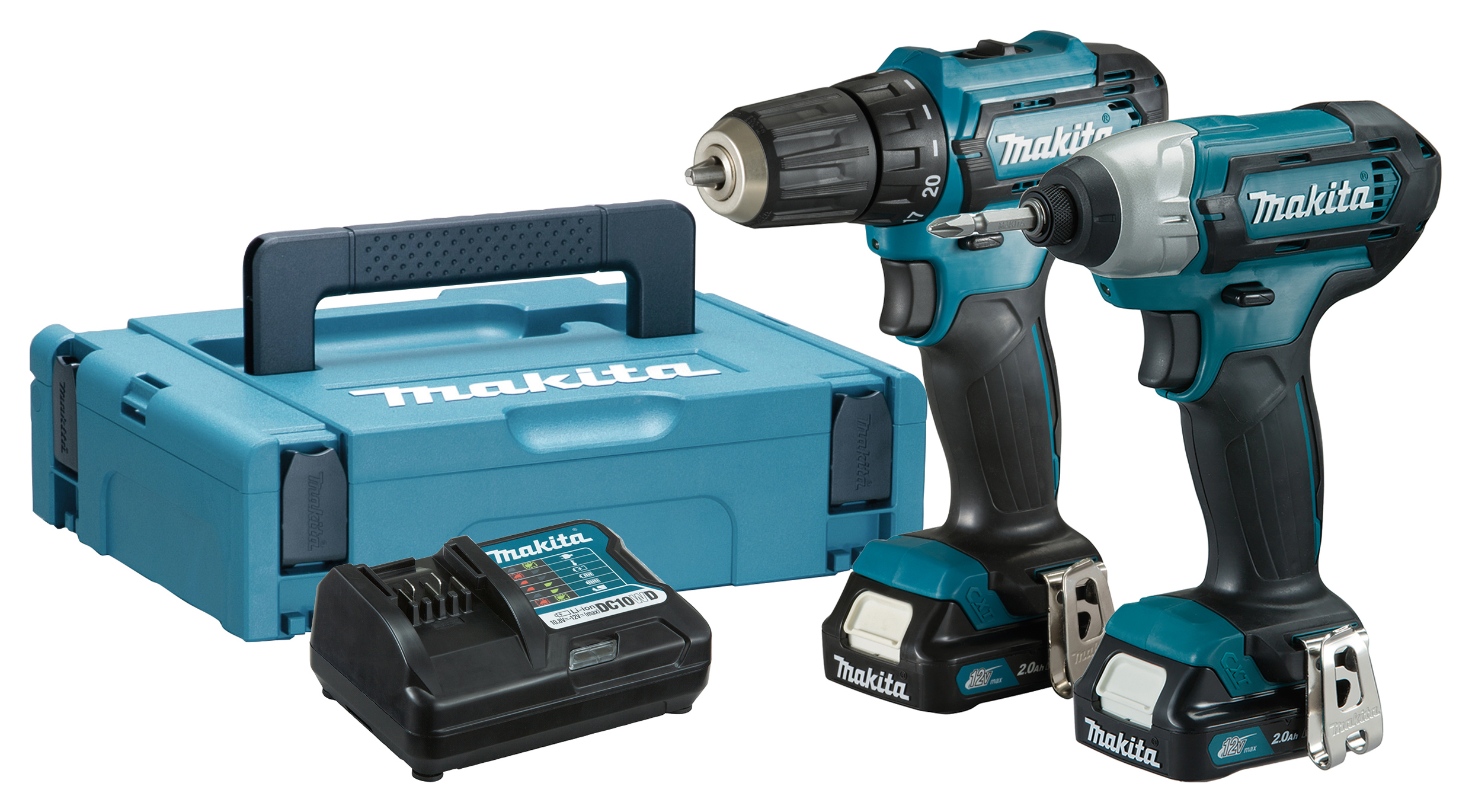 Makita CLX224AJ 12V 2 x 2.0Ah Li-Ion CXT Cordless Combi Drill & Impact Driver Twin Kit