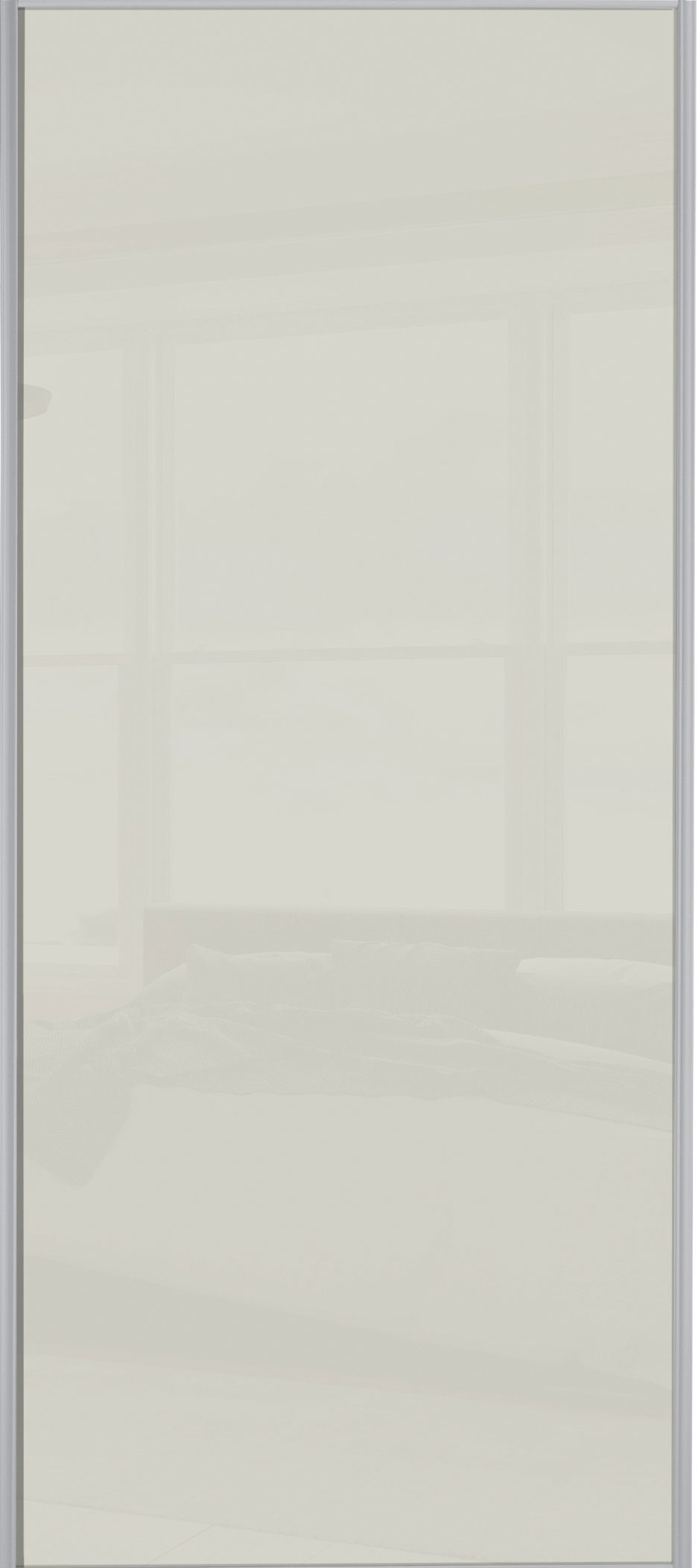 Image of Spacepro Sliding Wardrobe Door Silver Framed Single Panel Arctic White Glass - 2220 x 762mm