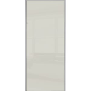 Image of Spacepro Sliding Wardrobe Door Silver Framed Single Panel Arctic White Glass - 2220 x 762mm