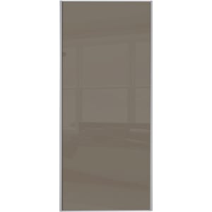 Image of Spacepro Sliding Wardrobe Door Silver Framed Single Panel Cappuccino Glass - 2220 x 762mm