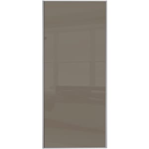 Image of Spacepro Sliding Wardrobe Door Silver Framed Single Panel Cappuccino Glass - 2220 x 914mm