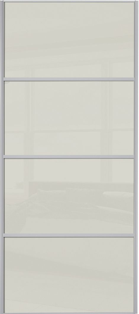 Spacepro Sliding Wardrobe Door Silver Framed Four Panel