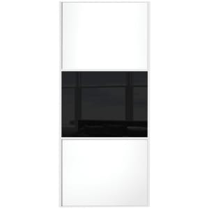 Spacepro Sliding Wardrobe Door Wideline White Panel & Black Glass