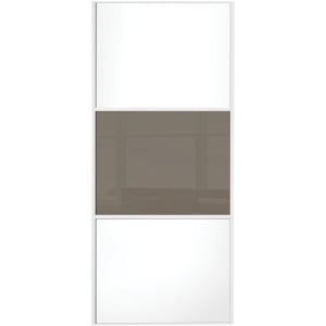 Spacepro Sliding Wardrobe Door Wideline White Panel & Cappuccino Glass