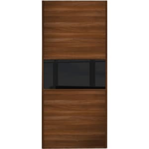 Spacepro Sliding Wardrobe Door Fineline Walnut Panel & Black Glass