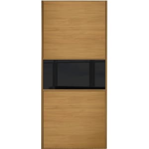 Spacepro Sliding Wardrobe Door Fineline Oak Panel & Black Glass