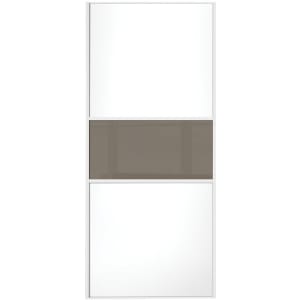 Spacepro Sliding Wardrobe Door Fineline White Panel & Cappuccino Glass