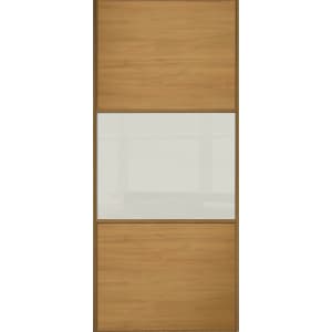 Spacepro Sliding Wardrobe Door Wideline Oak Panel & Arctic White Glass