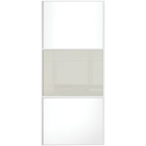 Spacepro Sliding Wardrobe Door Wideline White Panel & Arctic White Glass