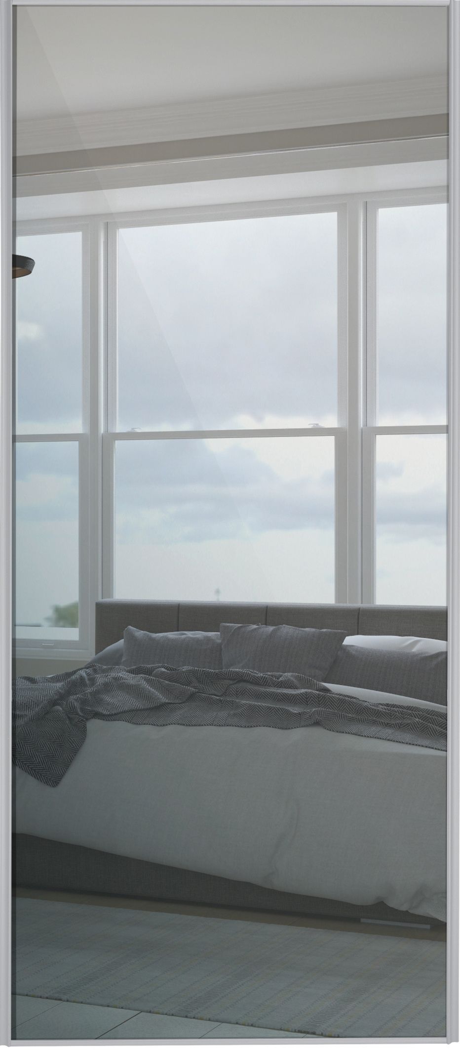 Spacepro Sliding Wardrobe Door Silver Framed Single Panel Mirror - 2220 x 762mm
