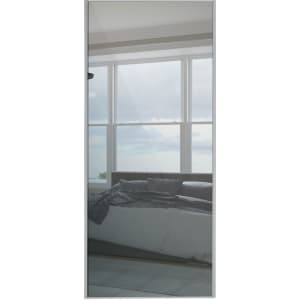 Image of Spacepro Sliding Wardrobe Door Silver Framed Single Panel Mirror - 2220 x 762mm