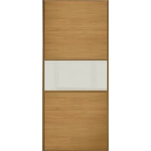 Spacepro Sliding Wardrobe Door Fineline Oak Panel & Arctic White Glass
