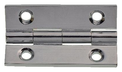 Image of Wickes Solid Brass Polished Chrome Butt Hinge 38mm - Pack of 2