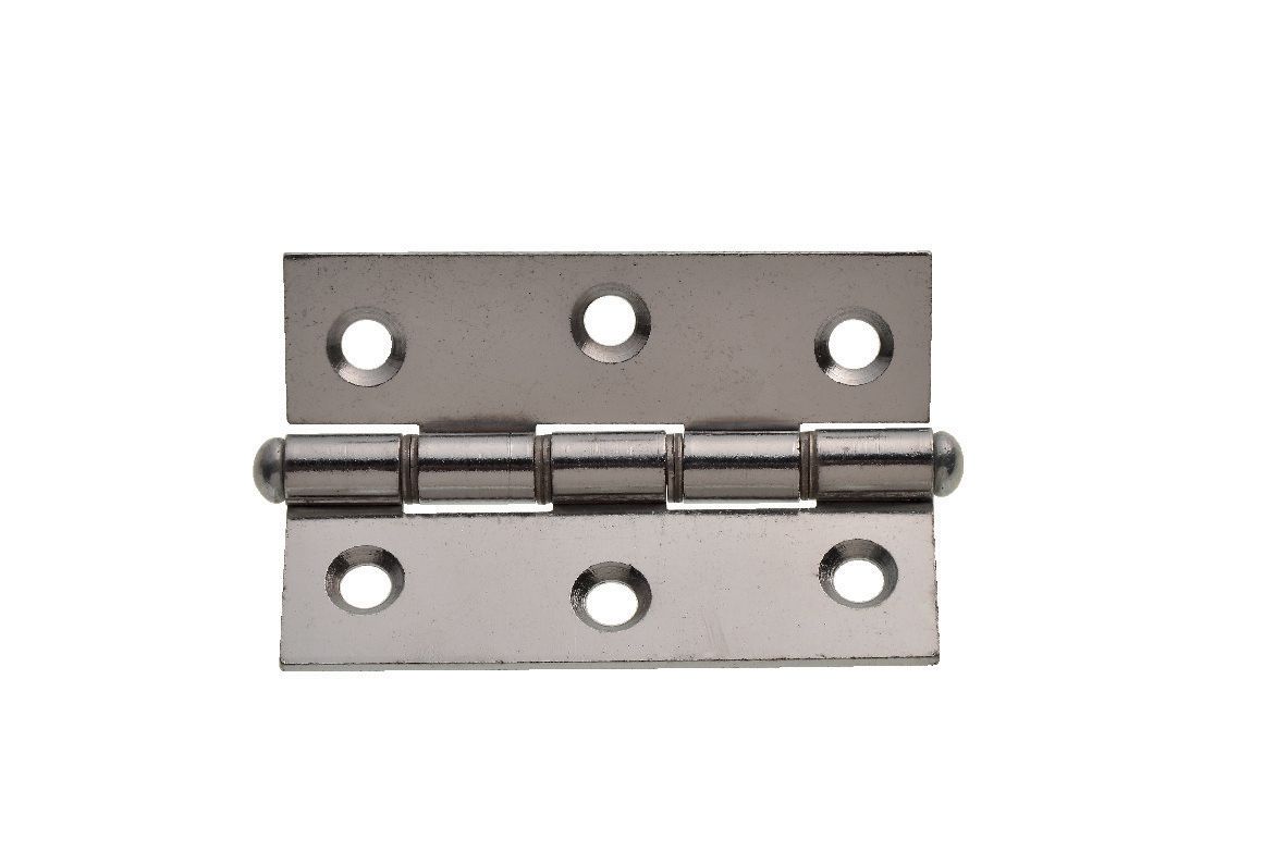 Image of Wickes Steel Washered Polished Chrome Butt Hinge 76mm - Pack of 2