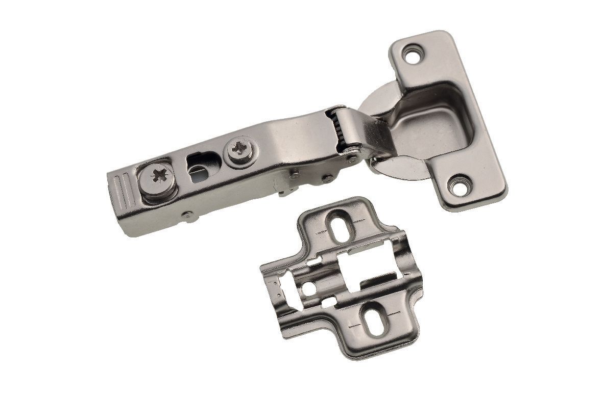 110 Degree Soft Close Clip On Cabinet Hinge Nickel Plated 35mm - Pack of 2