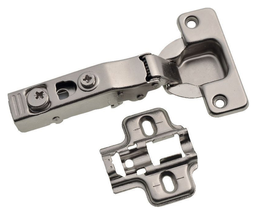 110 Degree Soft Close Clip On Cabinet Hinge Nickel Plated 35mm - Pack of 2