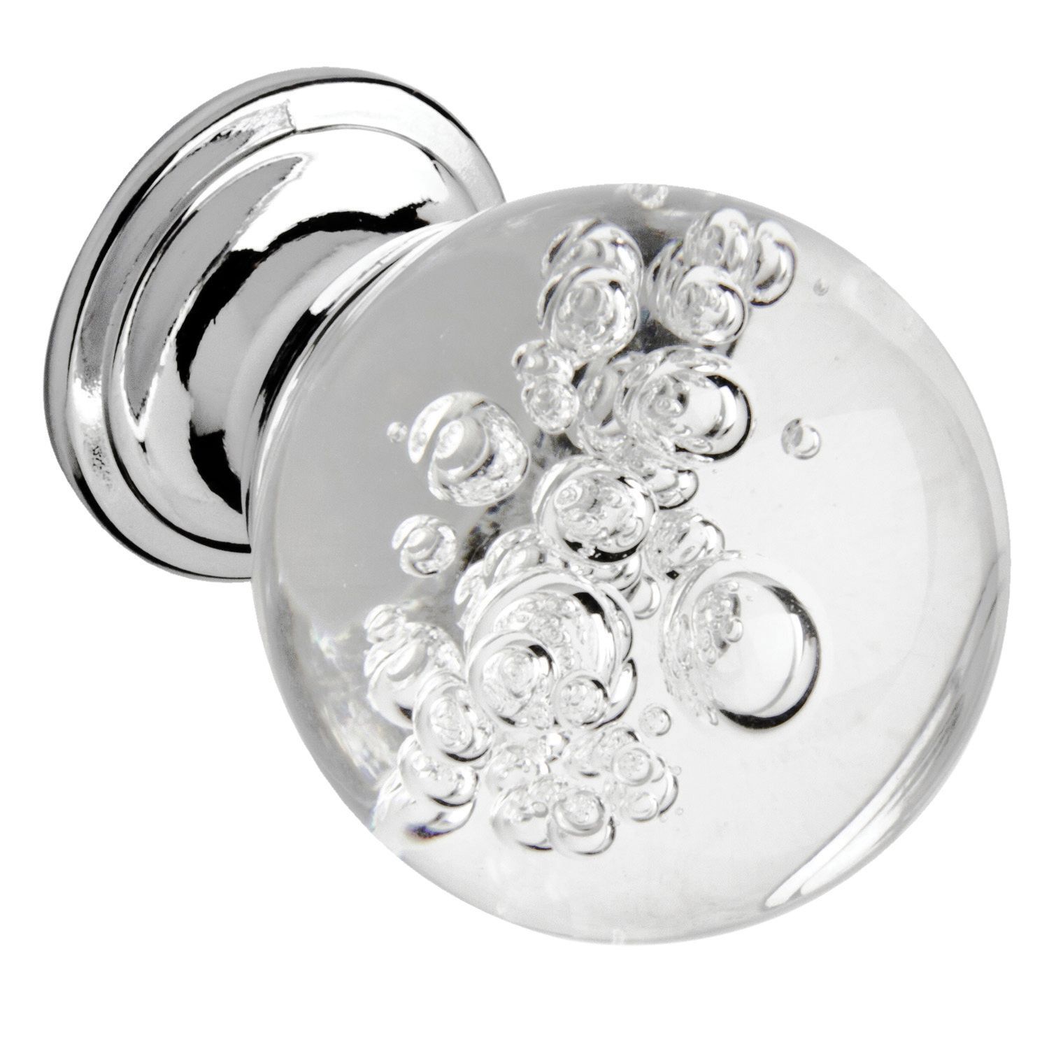 Image of Wickes Bubbled 30mm Glass Door Knob - Chrome - Pack of 4