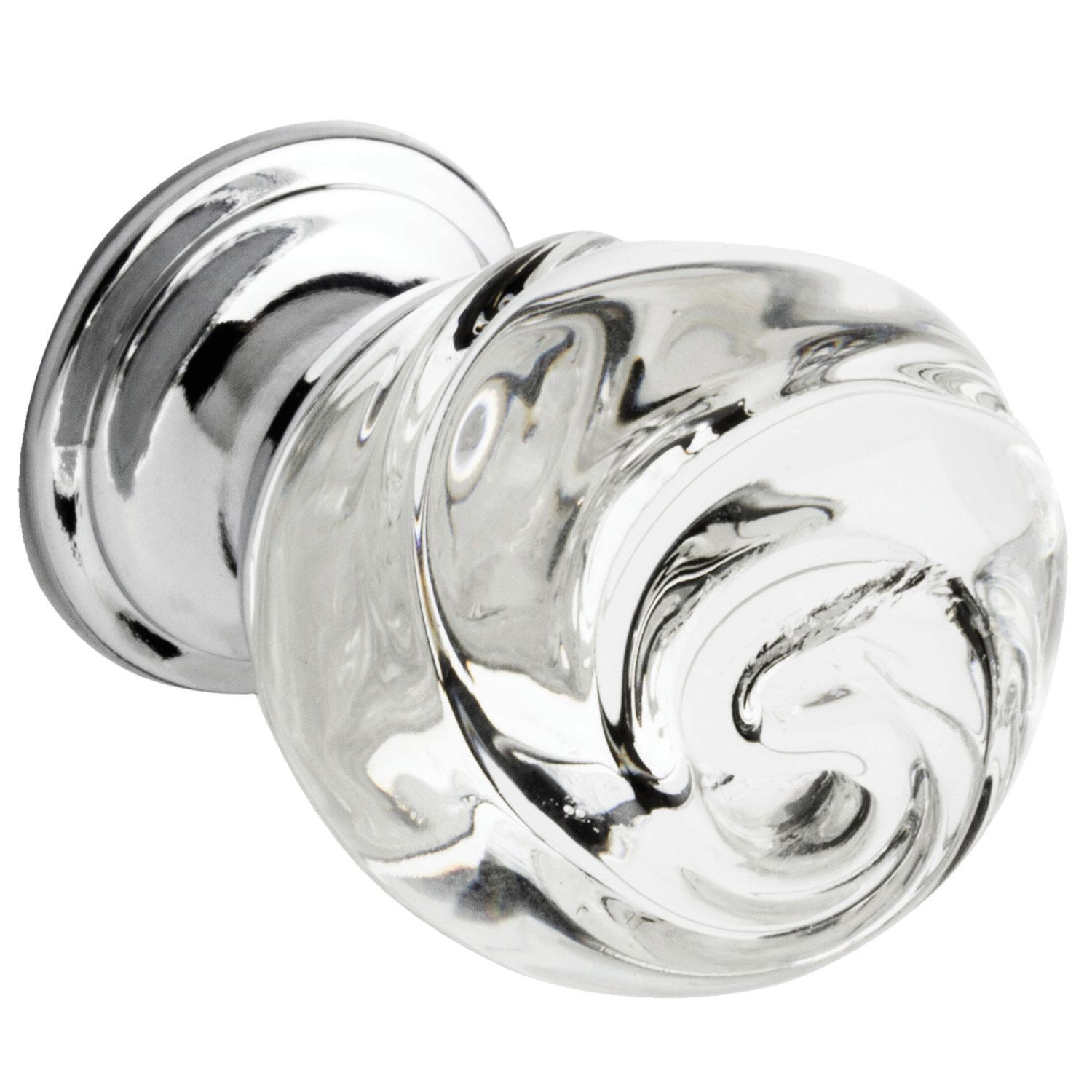 Image of Wickes Rose Shaped Glass Door Knob - Chrome 30mm Pack of 4