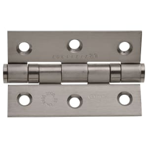 Wickes Grade 7 Fire Rated Ball Bearing Hinge - Satin 75mm Pack of 2