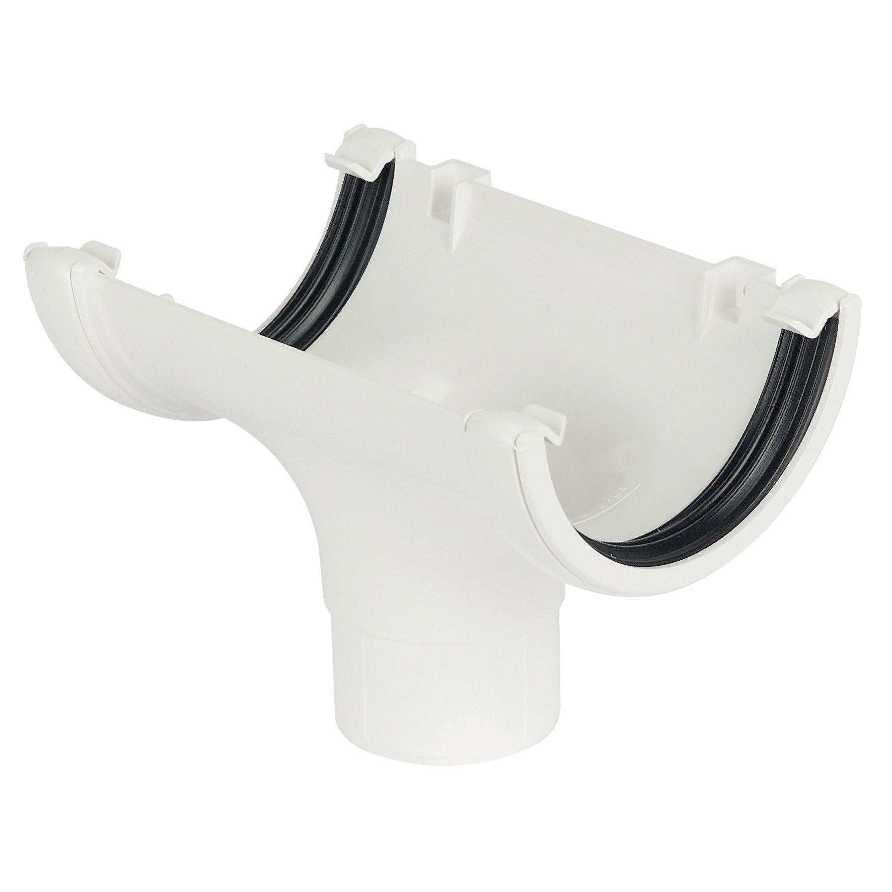 FloPlast 112mm White Half Round Gutter Running Outlet