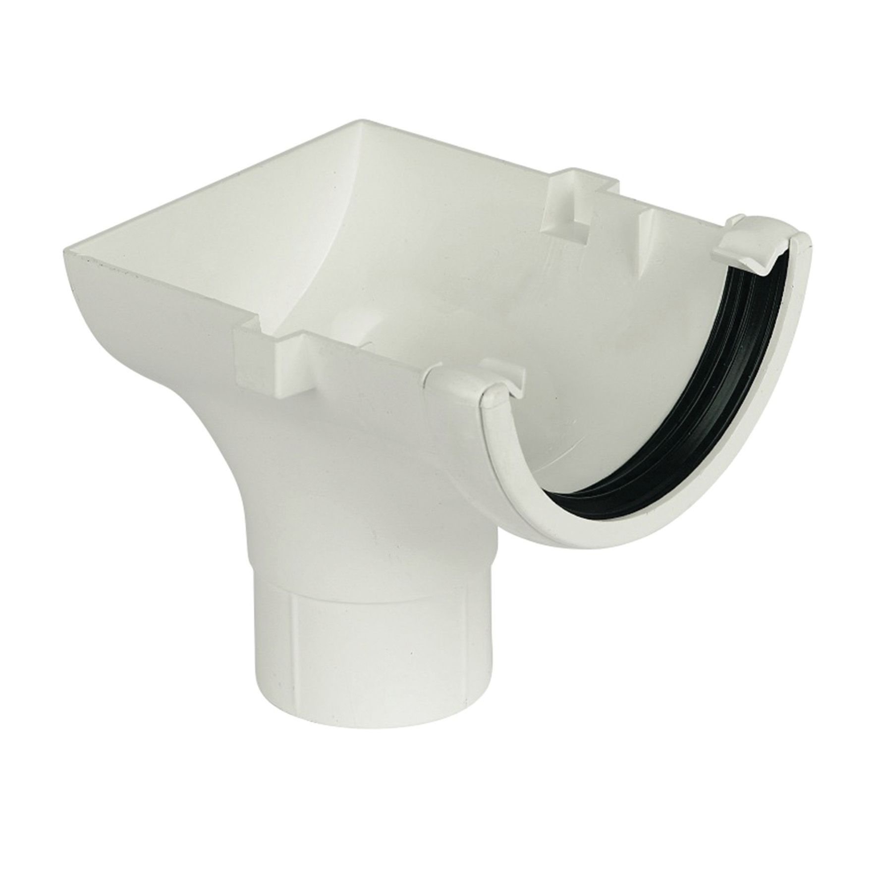 FloPlast 112mm White Half Round Gutter Stop End Outlet