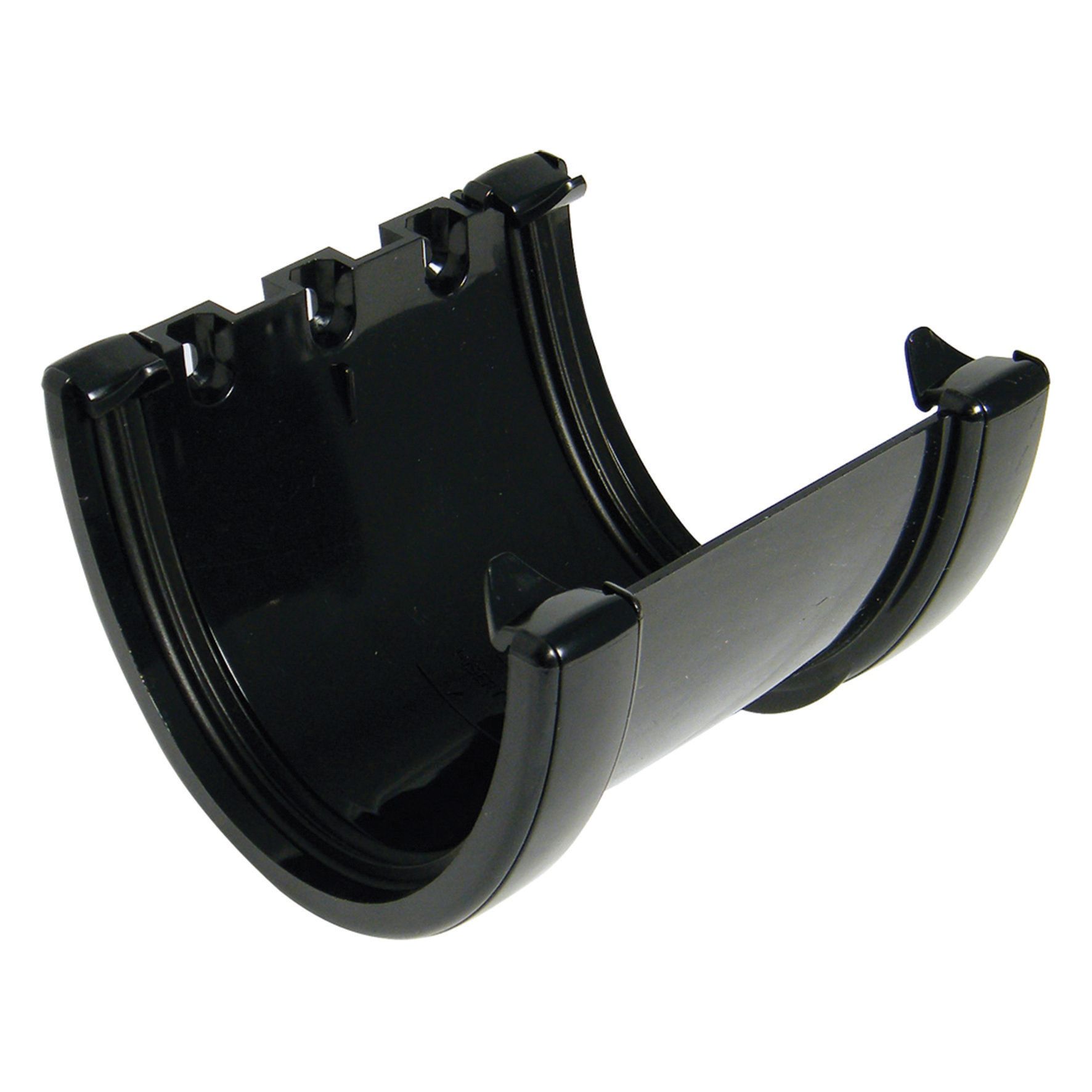 FloPlast 115mm Black Hi-Cap Half Round Gutter Union Bracket