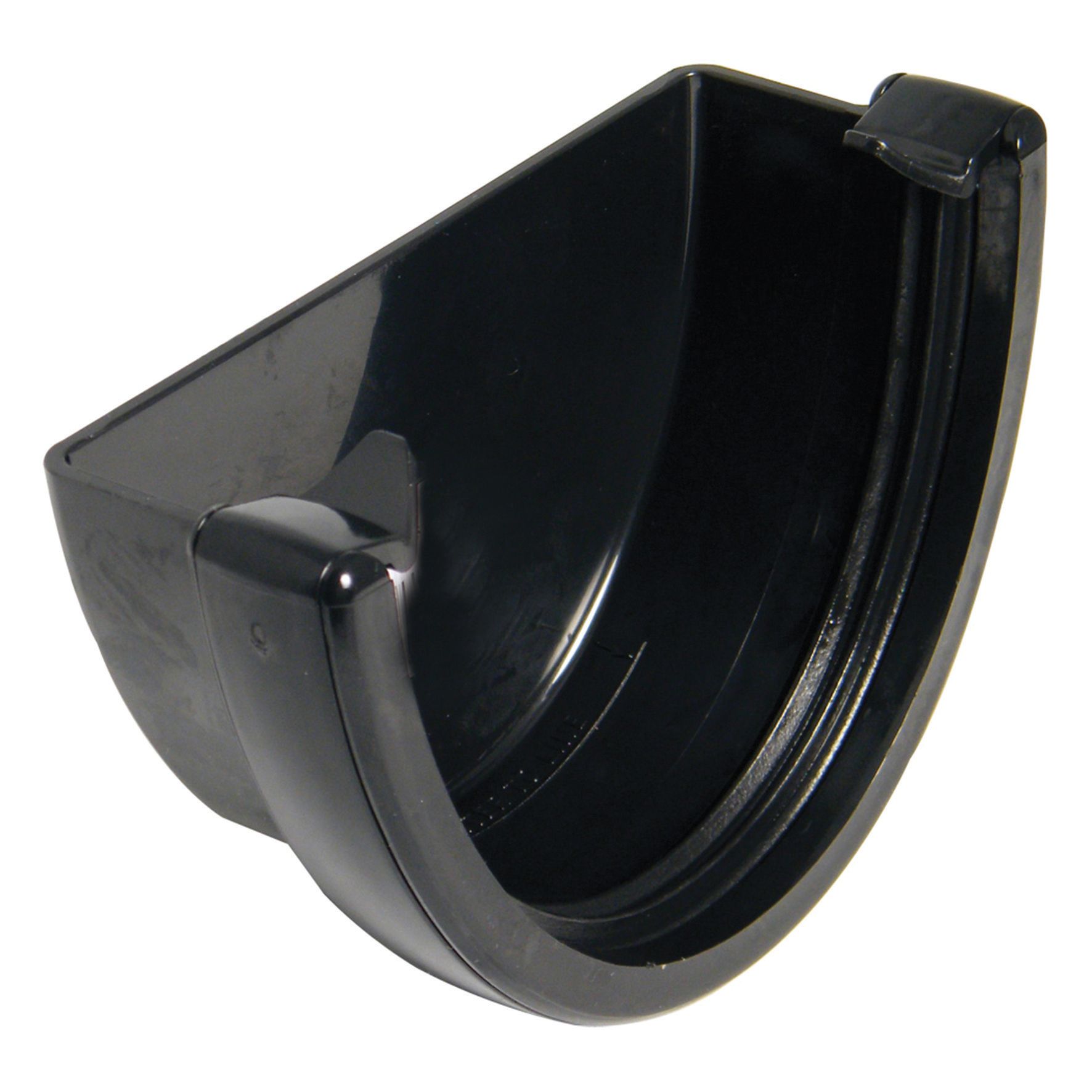 FloPlast 115mm Black Hi-Cap Half Round Gutter External Stop End