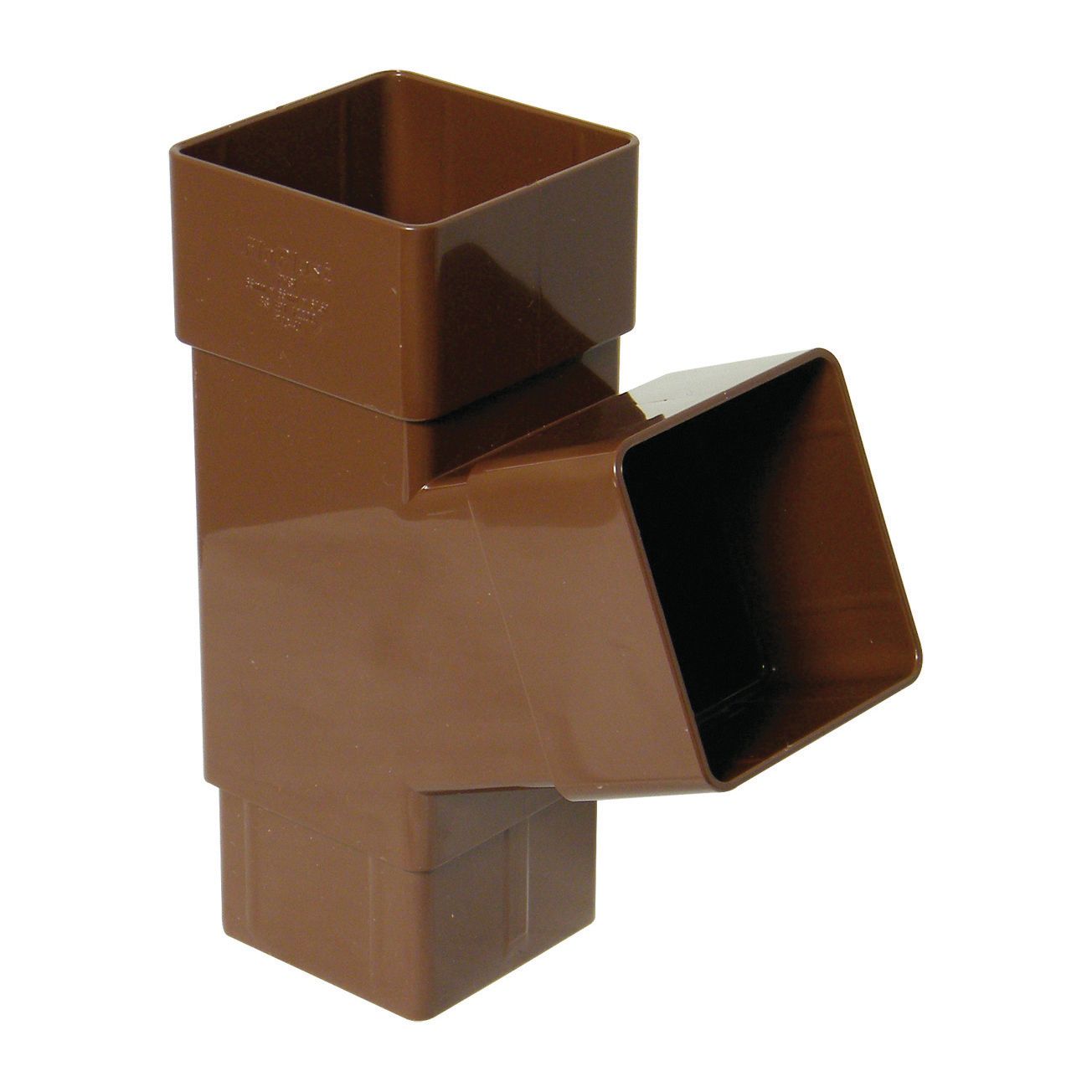 Image of FloPlast 65mm Square Line Downpipe 67.5° Branch - Brown