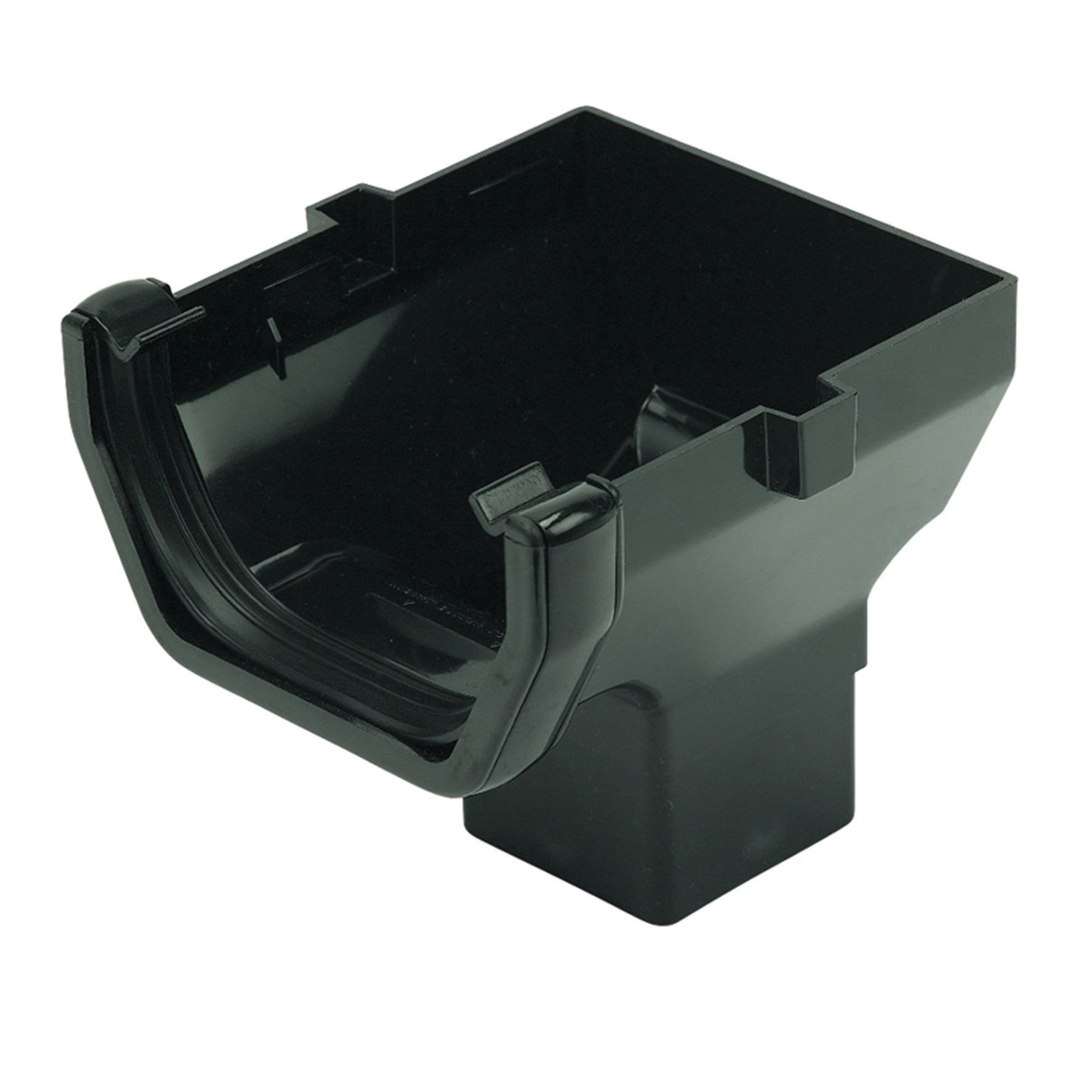 Image of FloPlast 114mm Square Line Gutter Stop End Outlet - Black