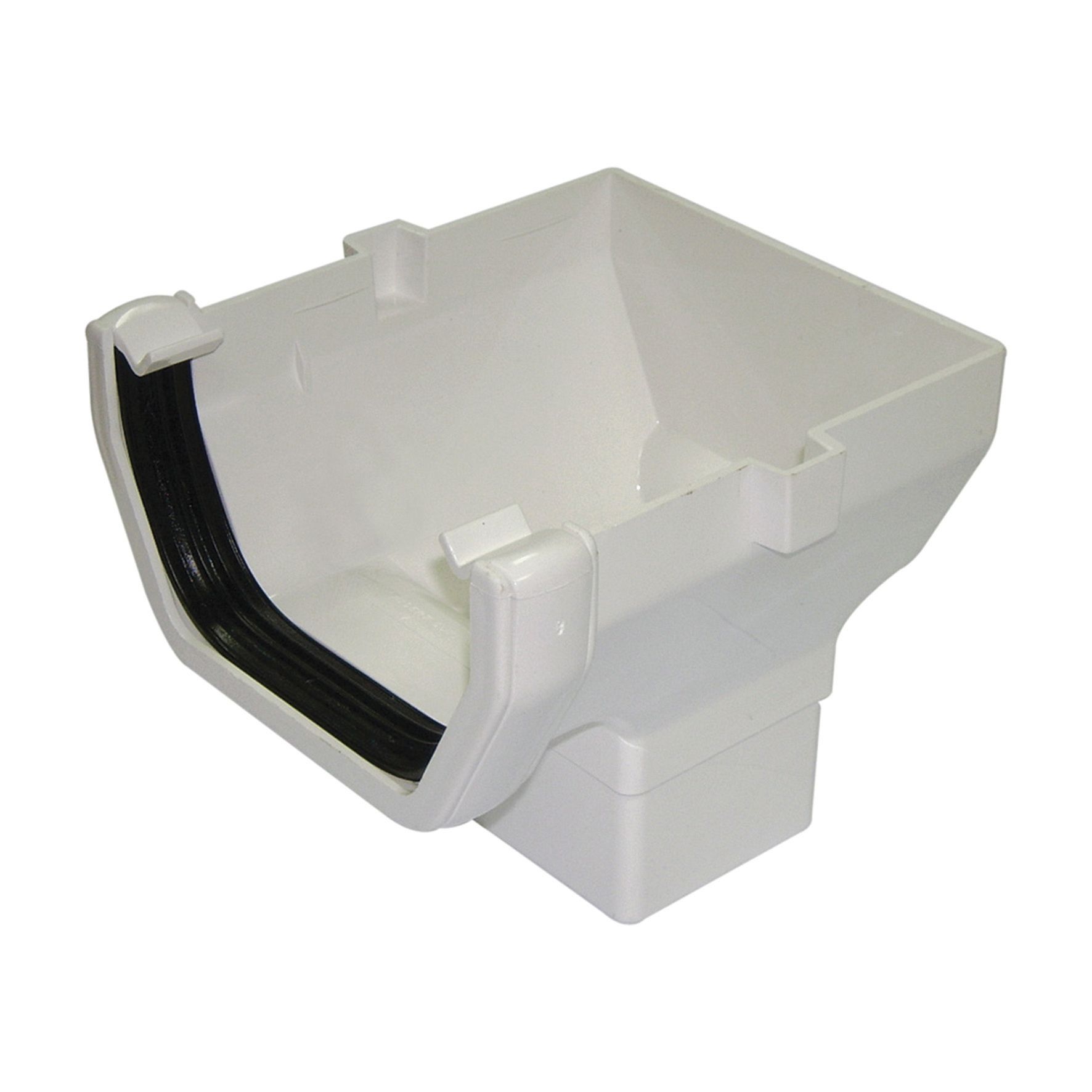 Image of FloPlast 114mm Square Line Gutter Stop End Outlet - White