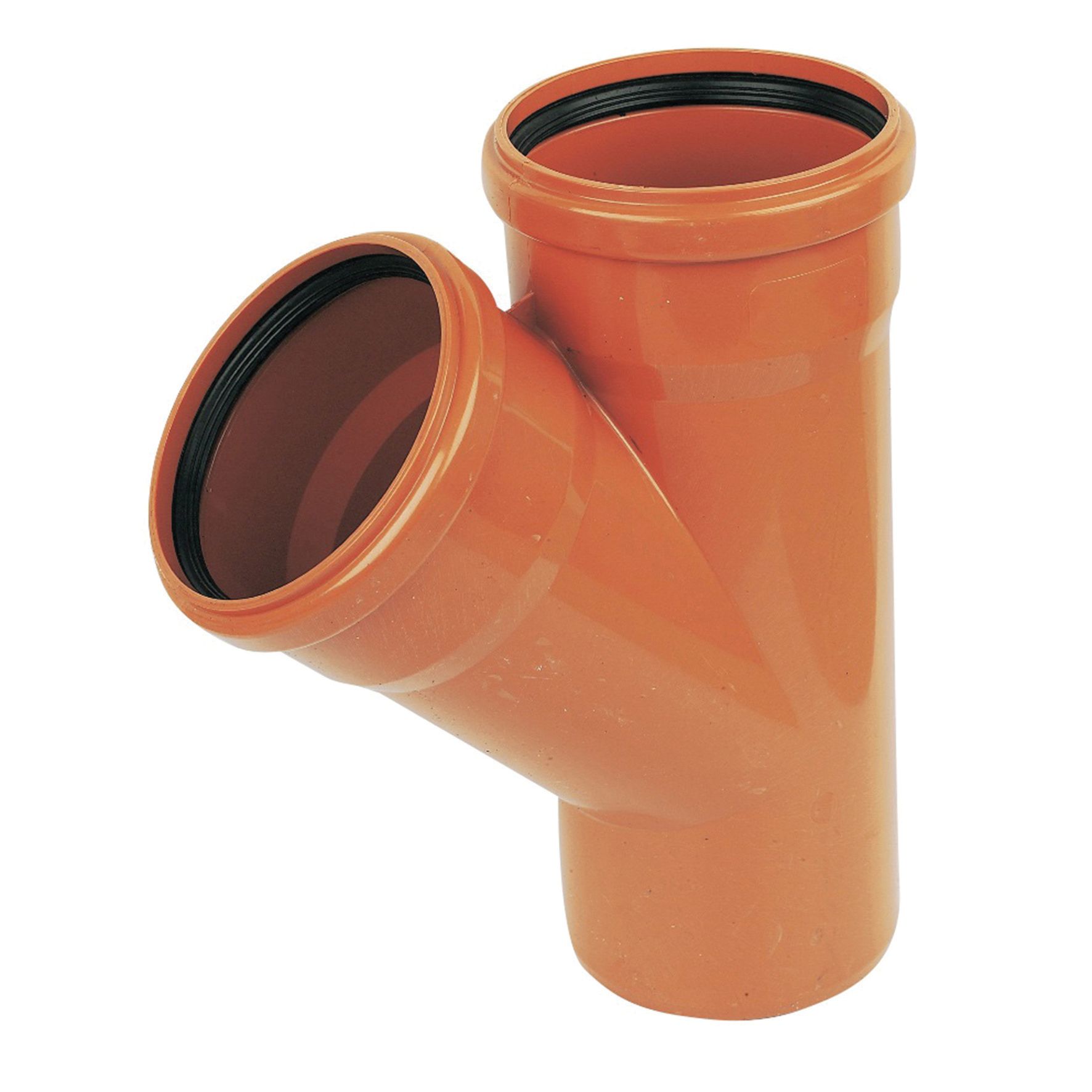 FloPlast 110mm Terracotta Underground Drainage Equal Junction Double Socket/Spigot - 45