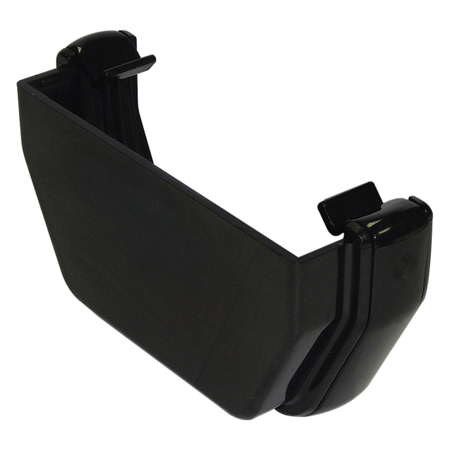 FloPlast 114mm Black Square Line Gutter External Stop End