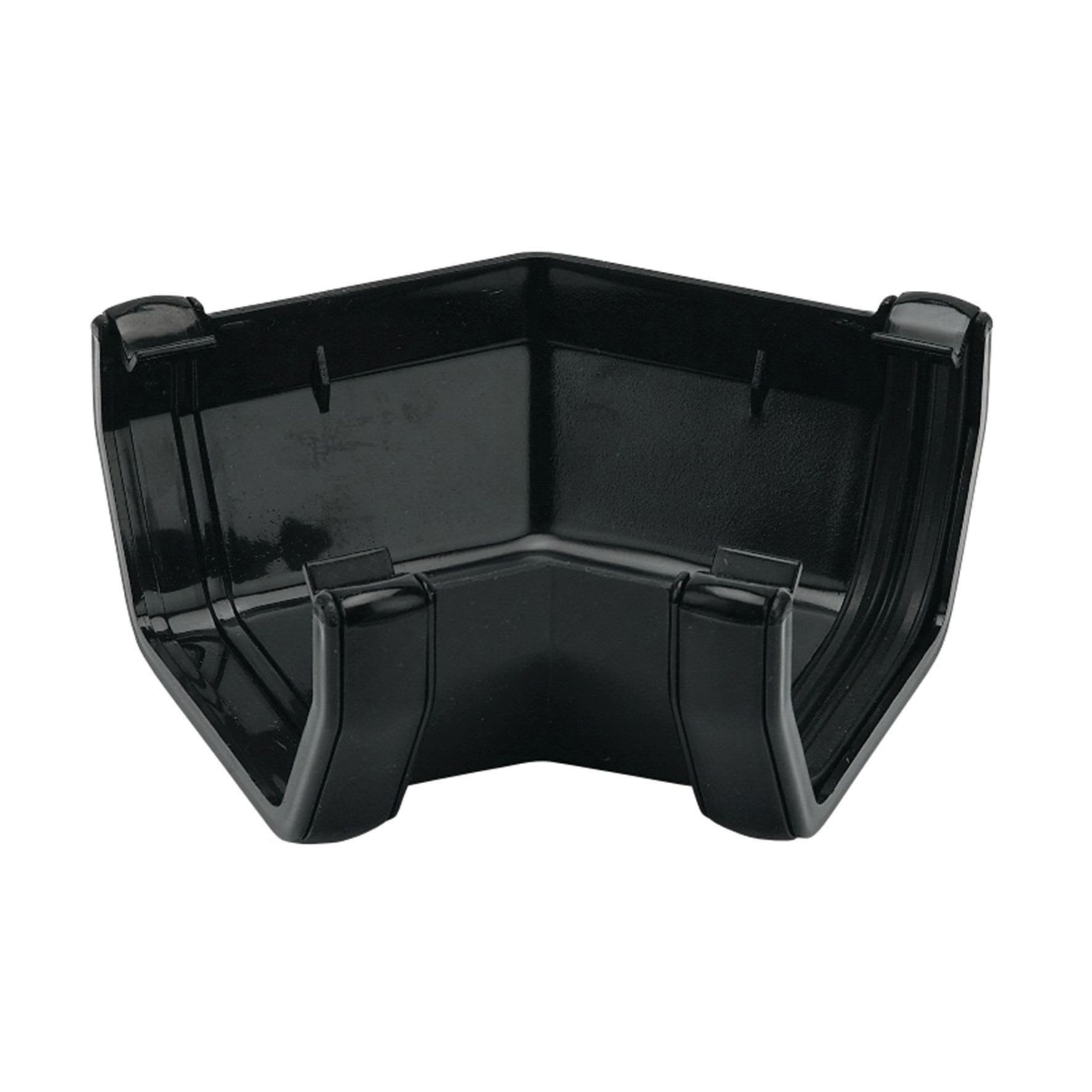 FloPlast 114mm Square Line Gutter Angle 135° Black Wickes.co.uk