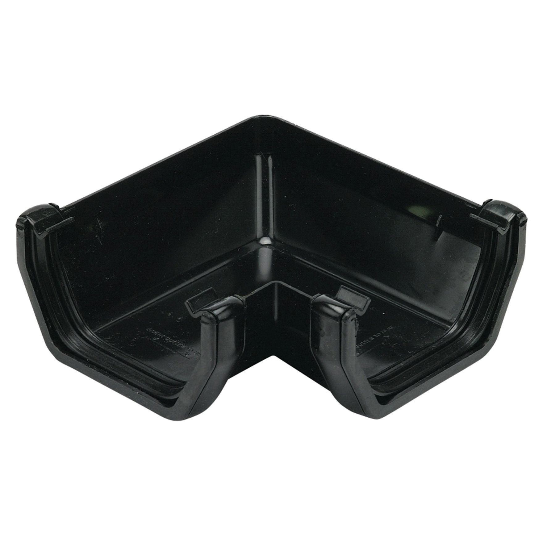 FloPlast 114mm Square Line Gutter Angle 90° - Black