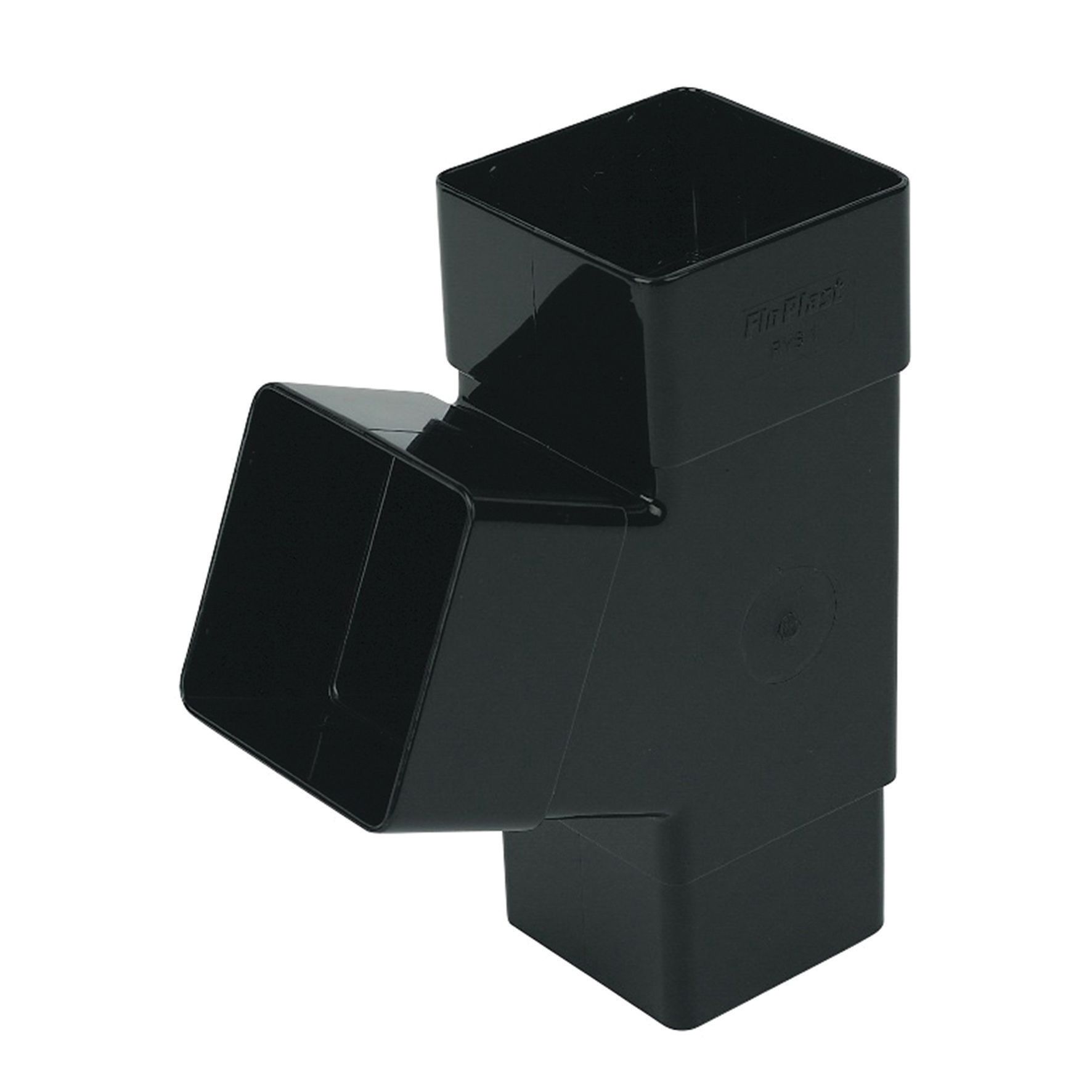 FloPlast 65mm Square Line Downpipe 67.5° Branch - Black