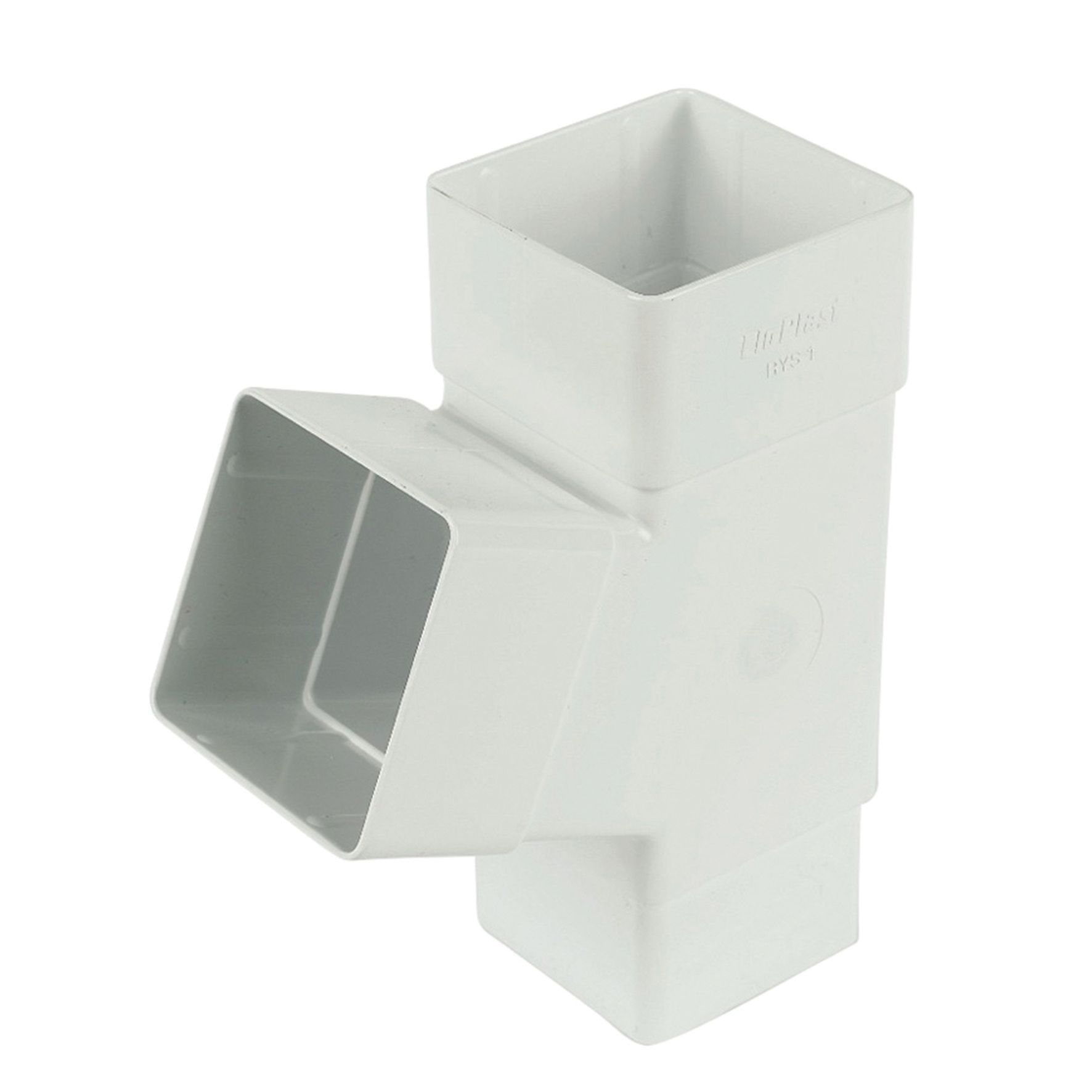 FloPlast 65mm Square Line Downpipe 67.5° Branch - White
