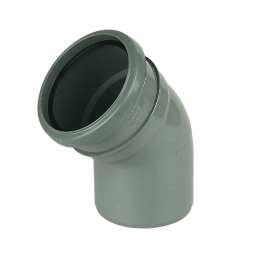 Grey Soil Elbow Bend Single Socket Pushfit Waste 110mm Stack Vent Pipe Drain 