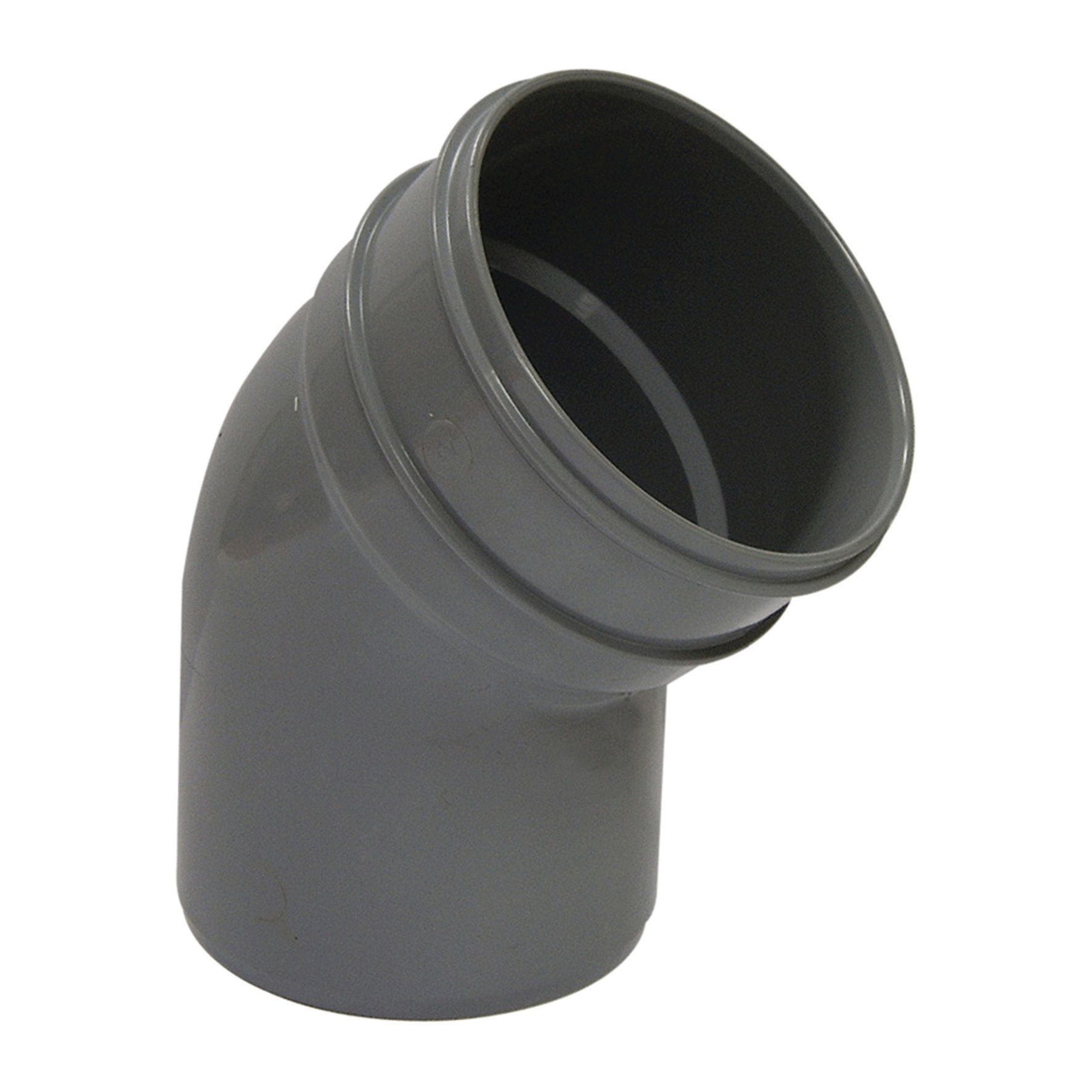 Image of Floplast 110mm Soil Pipe Offset Bend Spigot/Solvent Socket 135° - Grey