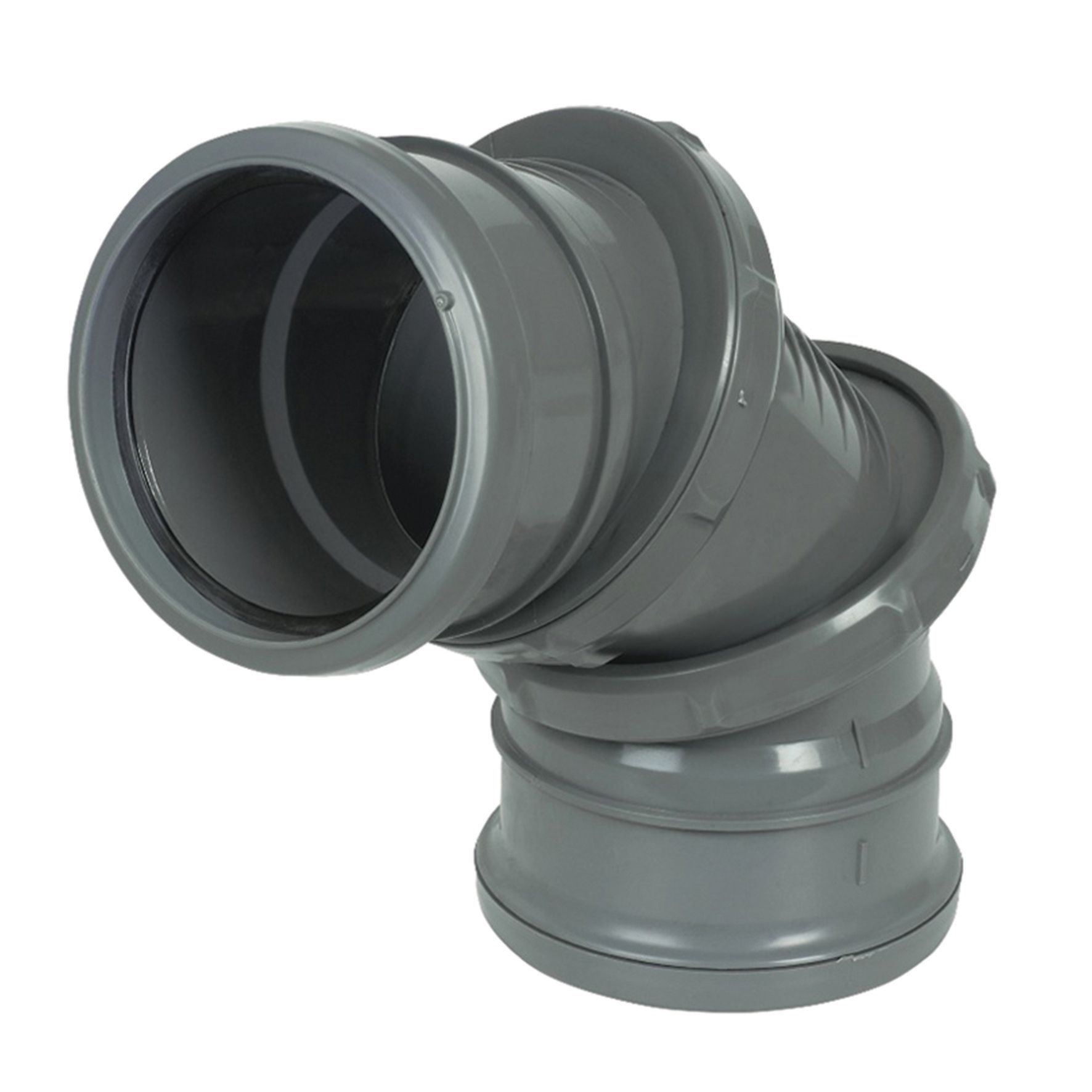 FloPlast 110mm Soil Pipe Adjustable Bend Double Socket 0° to 90° - Grey