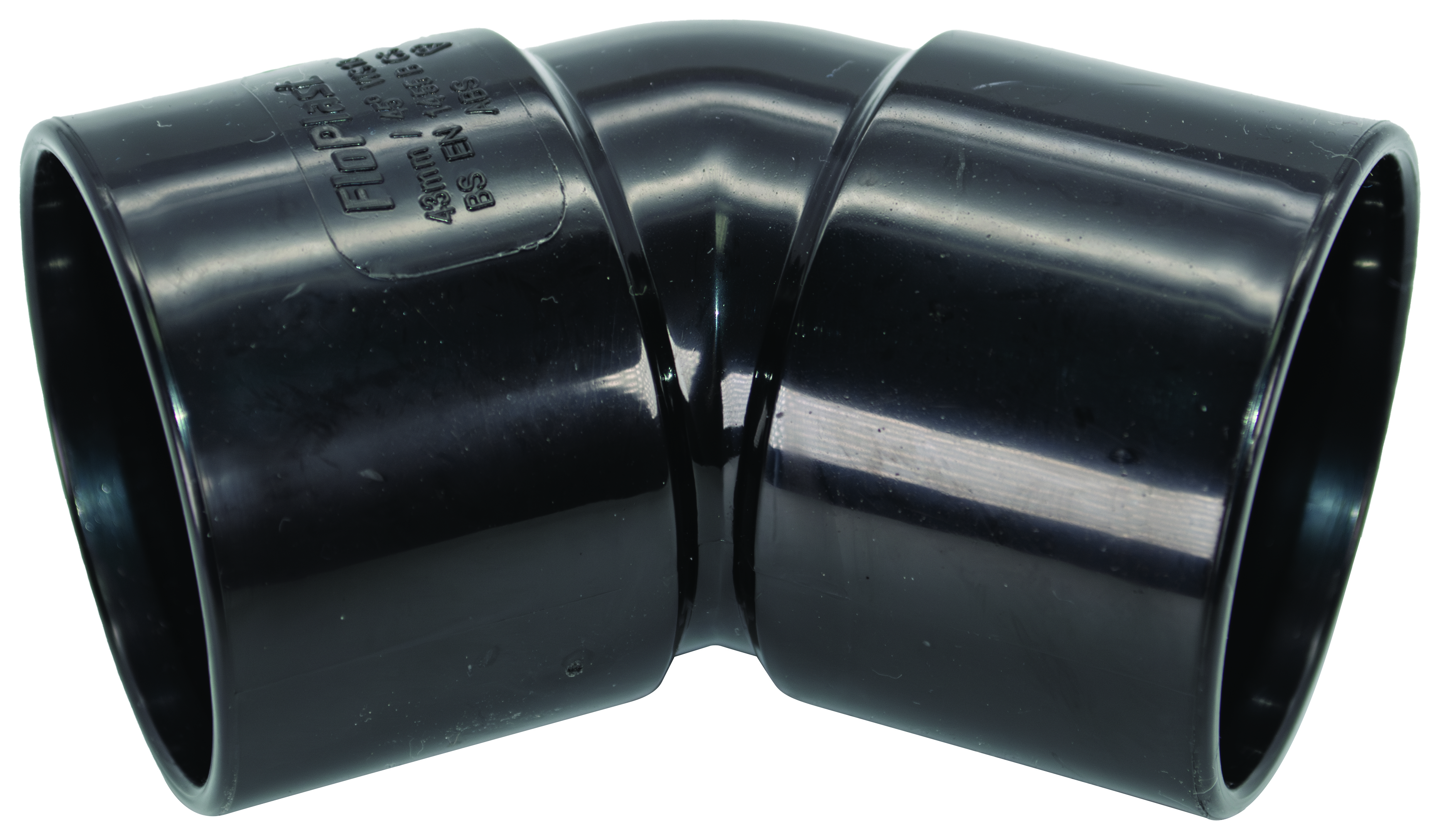 FloPlast WS19B Solvent Weld Waste 135 Deg Bend - Black 40mm