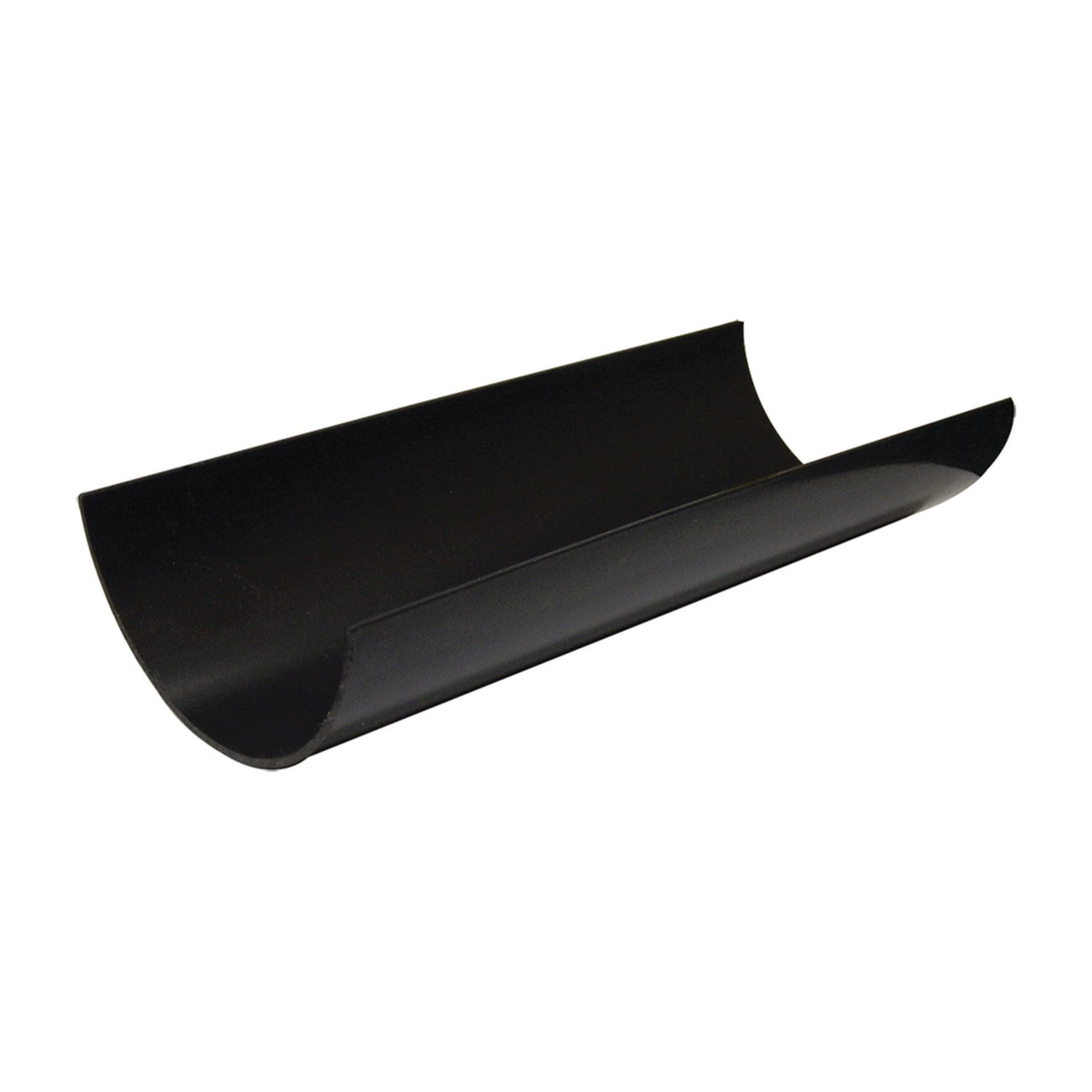 Image of FloPlast 112mm Round Line Gutter Length - Black 2m