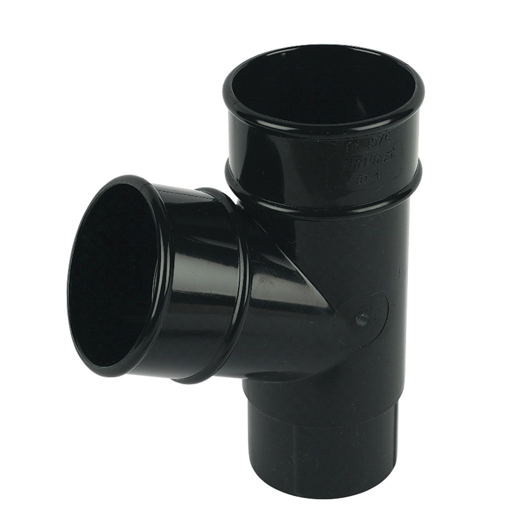 FloPlast 68mm Black Round Downpipe Branch - 67.5