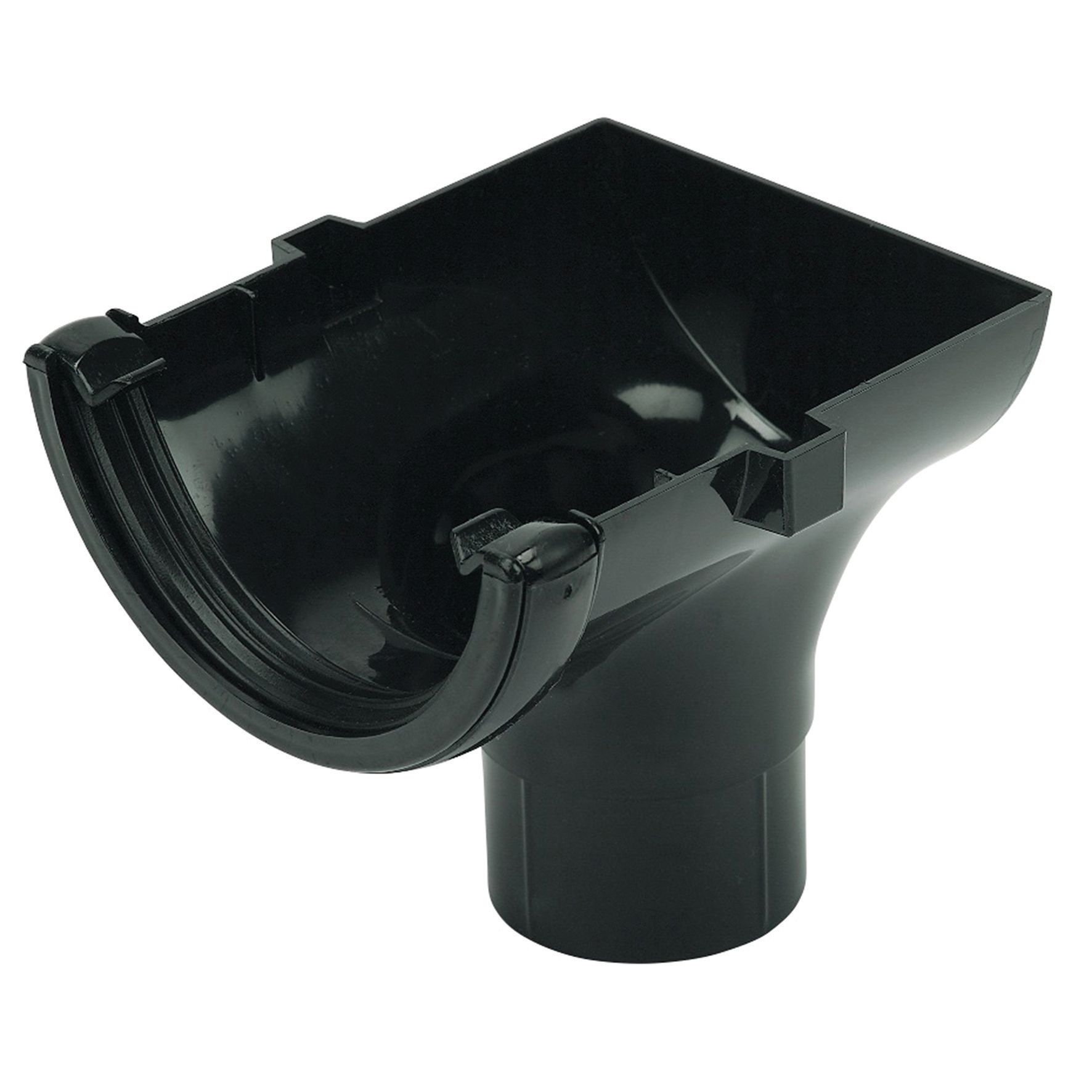 Image of FloPlast 112mm Round Line Gutter Stop End Outlet - Black