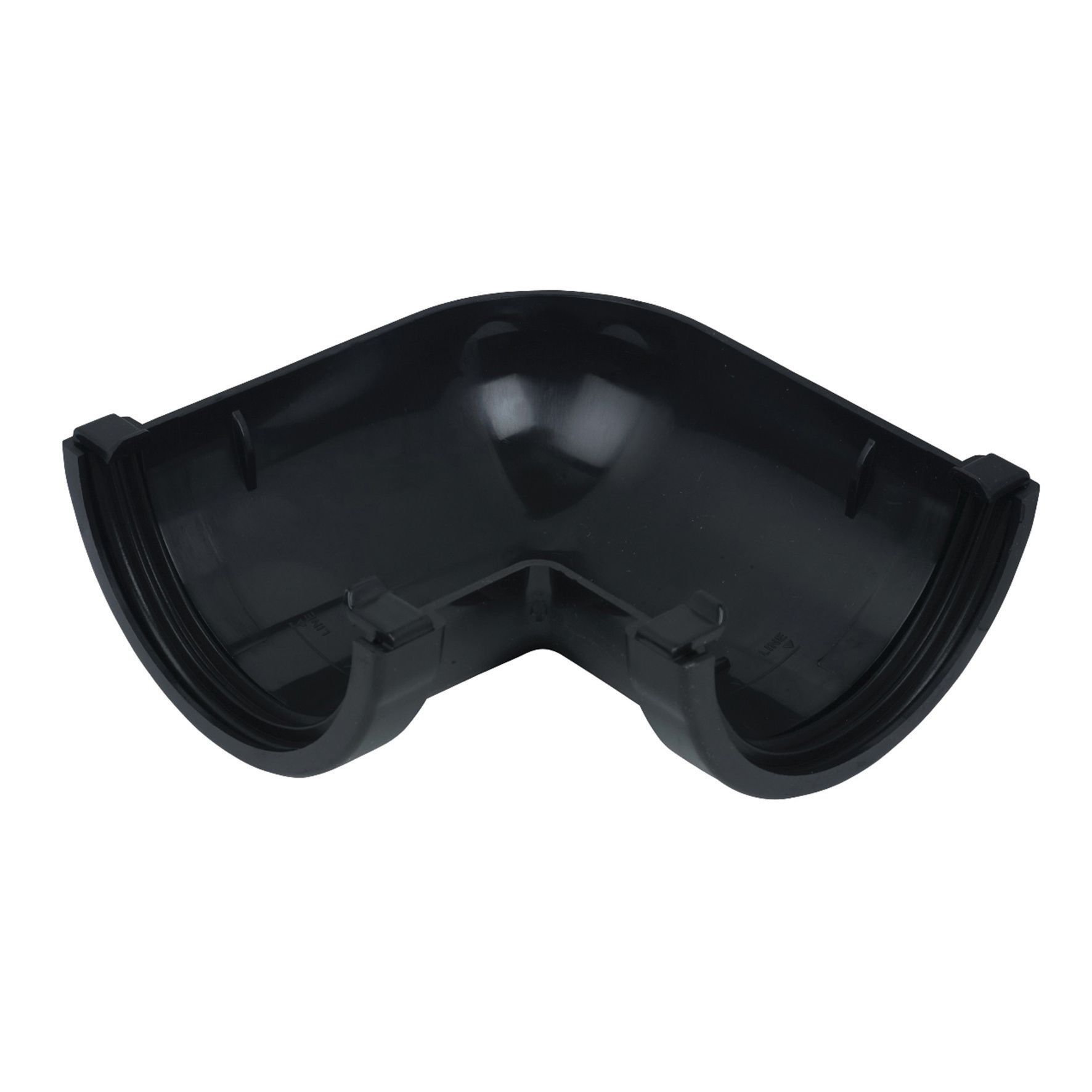 FloPlast 112mm Round Line Gutter Angle 90° - Black