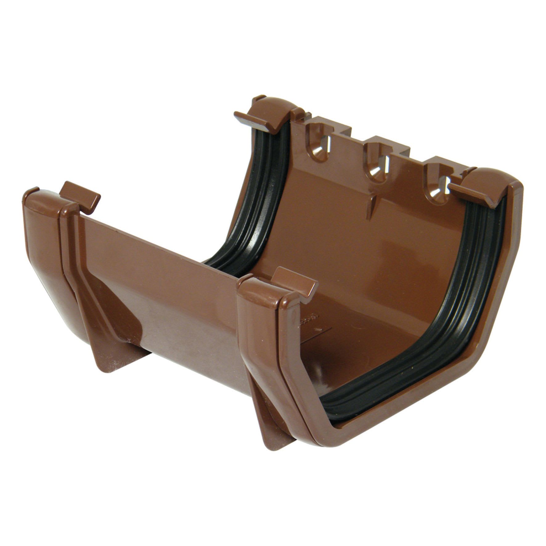 FloPlast 114mm Square Line Gutter Union Bracket Brown Wickes.co.uk