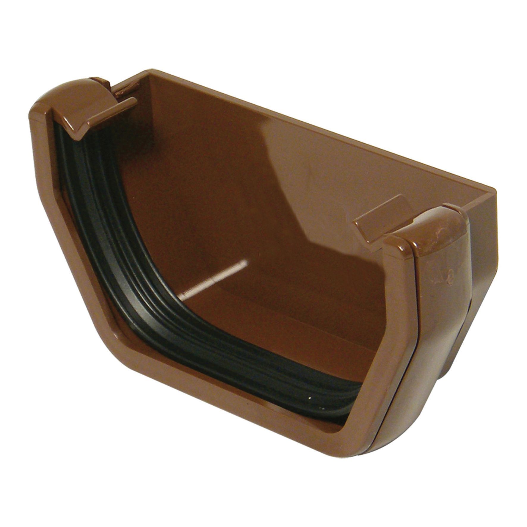 Image of FloPlast 114mm Square Line Gutter External Stop End - Brown