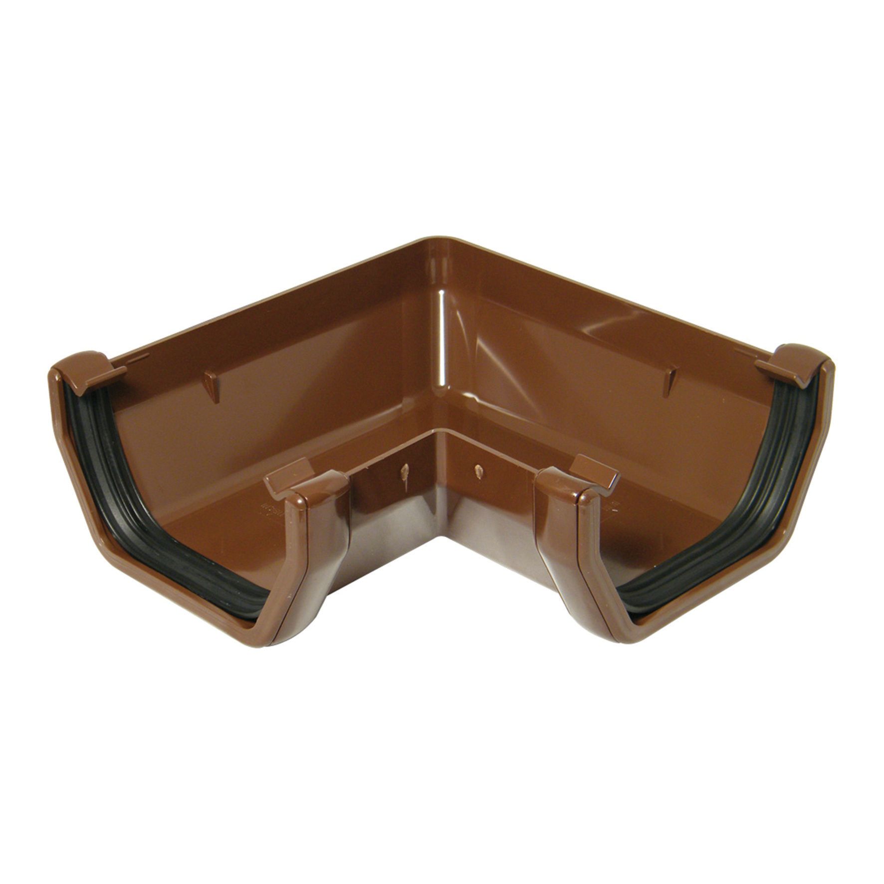 Image of FloPlast 114mm Square Line Gutter Angle 90° - Brown