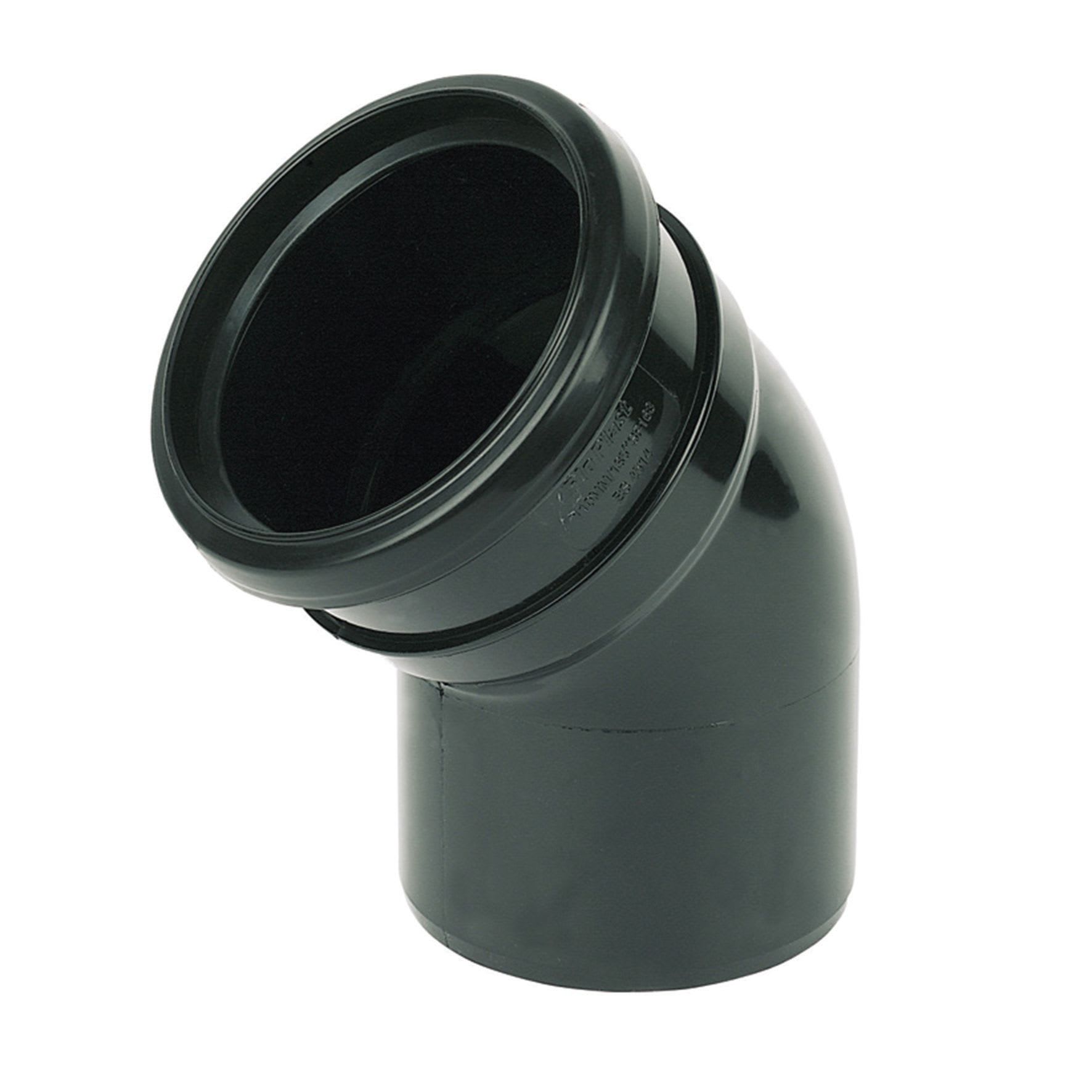 FloPlast 110mm Soil Pipe Bend Socket/Spigot 135° Black Wickes.co.uk