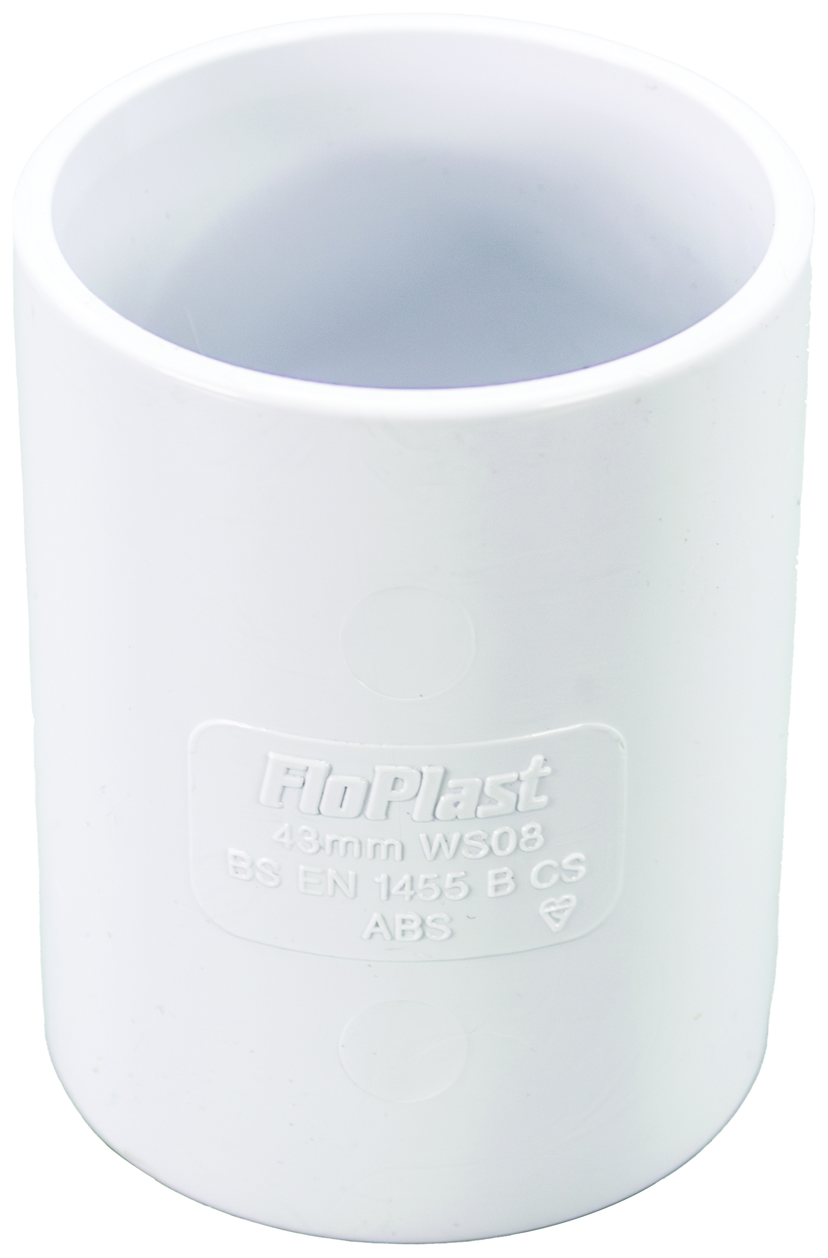 FloPlast WS08W Solvent Weld Waste Straight Coupler - White 40mm